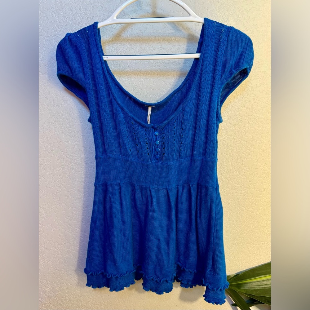 Free People Blue Top
